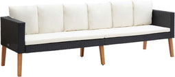 vidaXL - Tuinbank - 3-zits - met - kussens - poly - rattan - zwart