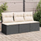 vidaXL - Tuinbank - 3-zits - met - kussens - poly - rattan - zwart