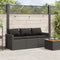 vidaXL - Tuinbank - 3-zits - met - kussens - poly - rattan - zwart