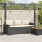 vidaXL - Tuinbank - 3-zits - met - kussens - poly - rattan - zwart