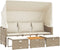 vidaXL - Tuinbank - 3-zits - met - luifel - en - voetenbanken - poly - rattan - beige