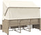 vidaXL - Tuinbank - 3-zits - met - luifel - en - voetenbanken - poly - rattan - beige