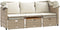 vidaXL - Tuinbank - 3-zits - met - luifel - en - voetenbanken - poly - rattan - beige