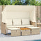 vidaXL - Tuinbank - 3-zits - met - luifel - en - voetenbanken - poly - rattan - beige