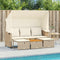 vidaXL - Tuinbank - 3-zits - met - luifel - en - voetenbanken - poly - rattan - beige