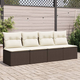 vidaXL - Tuinbank - 4-zits - met - kussens - poly - rattan - bruin