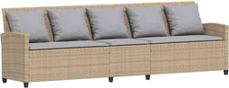 vidaXL - Tuinbank - 5-zits - met - kussens - poly - rattan - beige