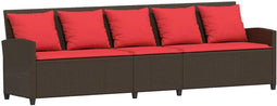 vidaXL - Tuinbank - 5-zits - met - kussens - poly - rattan - bruin