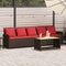 vidaXL - Tuinbank - 5-zits - met - kussens - poly - rattan - bruin