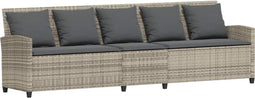 vidaXL - Tuinbank - 5-zits - met - kussens - poly - rattan - lichtgrijs