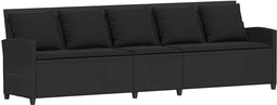 vidaXL - Tuinbank - 5-zits - met - kussens - poly - rattan - zwart
