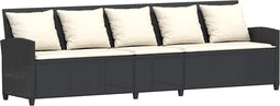 vidaXL - Tuinbank - 5-zits - met - kussens - poly - rattan - zwart