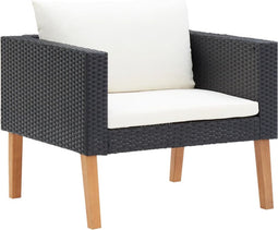 vidaXL - Tuinbank - eenzits - met - kussens - poly - rattan - zwart