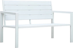 vidaXL - Tuinbank - hout-look - 120 - cm - HDPE - wit