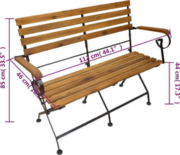 vidaXL - Tuinbank - inklapbaar - 112 - cm - massief - acaciahout