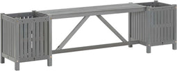 vidaXL - Tuinbank - met - 2 - plantenbakken - 150 - cm - massief - acaciahout - grijs
