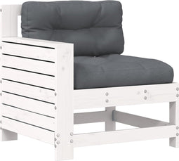 vidaXL - Tuinbank - met - armleuning - en - kussen - massief - grenenhout - wit