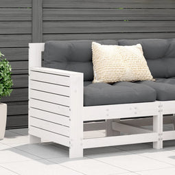 vidaXL - Tuinbank - met - armleuning - en - kussen - massief - grenenhout - wit