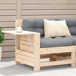 vidaXL - Tuinbank - met - armleuning - en - kussen - massief - grenenhout