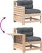 vidaXL - Tuinbank - met - armleuning - en - kussen - massief - grenenhout