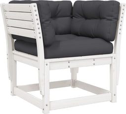 vidaXL - Tuinbank - met - armleuningen - en - kussens - massief - grenenhout - wit