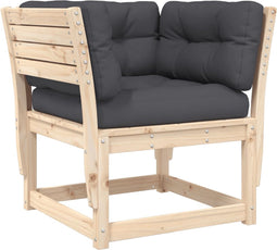 vidaXL - Tuinbank - met - armleuningen - en - kussens - massief - grenenhout