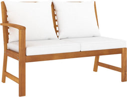 vidaXL - Tuinbank - met - crèmekleurig - kussen - 114,5 - cm - massief - acaciahout