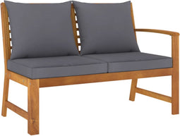 vidaXL - Tuinbank - met - donkergrijs - kussen - 114,5 - cm - massief - acaciahout