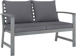vidaXL - Tuinbank - met - donkergrijs - kussen - 120 - cm - massief - acaciahout