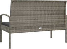 vidaXL - Tuinbank - met - kussen - 105 - cm - poly - rattan - grijs