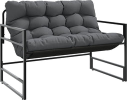 vidaXL - Tuinbank - met - kussen - 113 - cm - staal - antracietkleurig