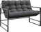 vidaXL - Tuinbank - met - kussen - 113 - cm - staal - antracietkleurig