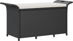 vidaXL - Tuinbank - met - kussen - 116x46x57 - cm - poly - rattan - zwart