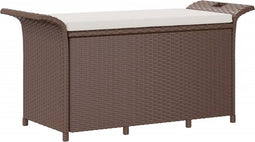 vidaXL - Tuinbank - met - kussen - 116x46x57 - cm - poly - rattan - bruin
