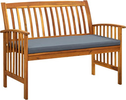 vidaXL - Tuinbank - met - kussen - 119 - cm - massief - acaciahout