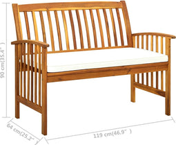 vidaXL - Tuinbank - met - kussen - 119 - cm - massief - acaciahout