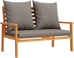 vidaXL - Tuinbank - met - kussen - 120 - cm - massief - acaciahout