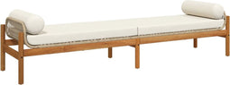vidaXL - Tuinbank - met - kussen - poly - rattan - acacia - beige