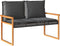 vidaXL - Tuinbank - met - kussen - poly - rattan - en - acaciahout - zwart