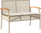 vidaXL - Tuinbank - met - kussen - poly - rattan - en - acaciahout - beige
