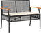 vidaXL - Tuinbank - met - kussen - poly - rattan - en - acaciahout - zwart