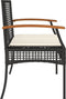 vidaXL - Tuinbank - met - kussen - poly - rattan - en - acaciahout - zwart