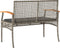 vidaXL - Tuinbank - met - kussen - poly - rattan - en - acaciahout - grijs
