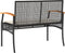 vidaXL - Tuinbank - met - kussen - poly - rattan - en - acaciahout - zwart