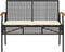 vidaXL - Tuinbank - met - kussen - poly - rattan - en - acaciahout - zwart