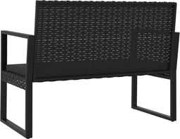 vidaXL - Tuinbank - met - kussens - 106 - cm - poly - rattan - zwart