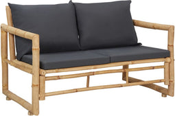 vidaXL - Tuinbank - met - kussens - 115 - cm - bamboe