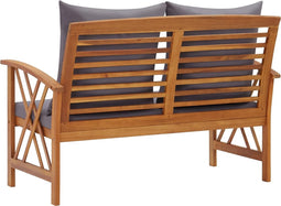 vidaXL - Tuinbank - met - kussens - 119 - cm - massief - acaciahout