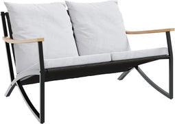 vidaXL - Tuinbank - met - kussens - 120 - cm - staal - zwart