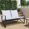 vidaXL - Tuinbank - met - kussens - 120 - cm - staal - zwart